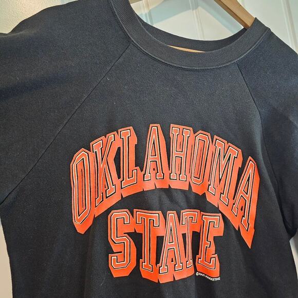 Vintage Oklahoma State University Sweatshirt Mens Large Black 80s OSU Cowboys - Picture 3 of 8
